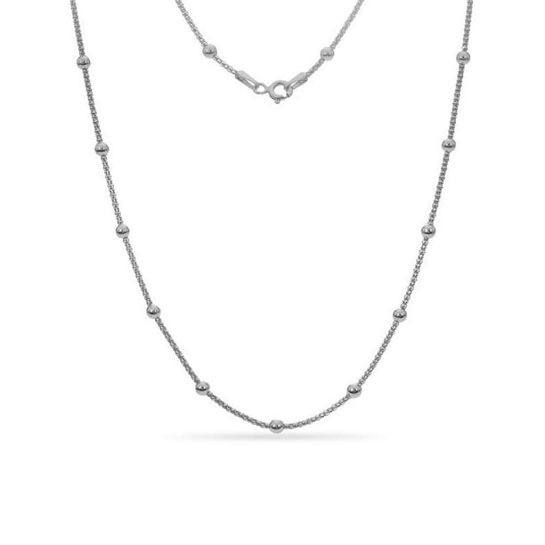 Sea of Ice Sterling Silver 1mm Diamond-Cut Alternate Bead Rolo Chain Adjustable Necklace for Women Size 22 Italy Sea of Ice Sterling Silver 1mm Diamond-Cut Alternate Bead Rolo Chain Adjustable Necklace for Women Size 22 Italy